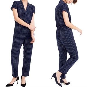 J.CREW Navy Pindot Jumpsuit with Pockets